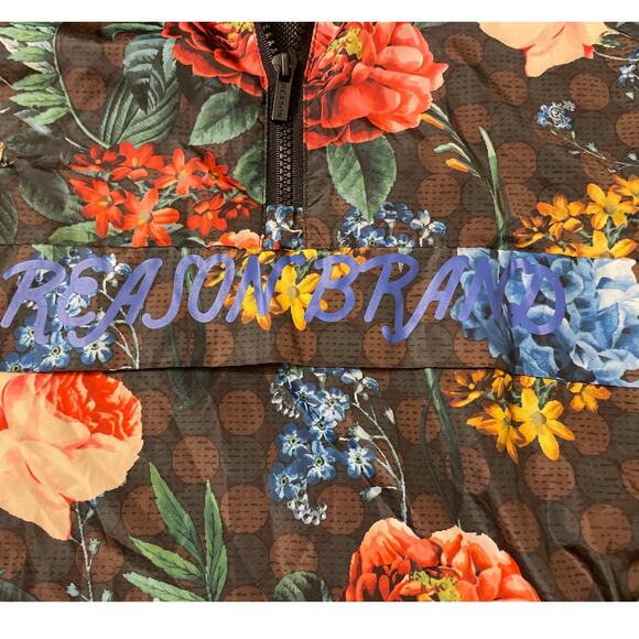 Reason Brand Sz Small Pullover Hoodie Windbreaker Jacket Flower Floral‎ Print - Picture 6 of 8